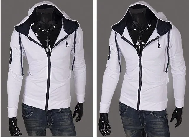 Men's Full Zip Jacket Hoodie 2 Tone with Colored Hoodie