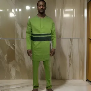 Men's Green African Style Pants Set