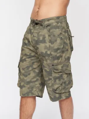 Mens Hanwhere Combat Shorts Dark Green Camo