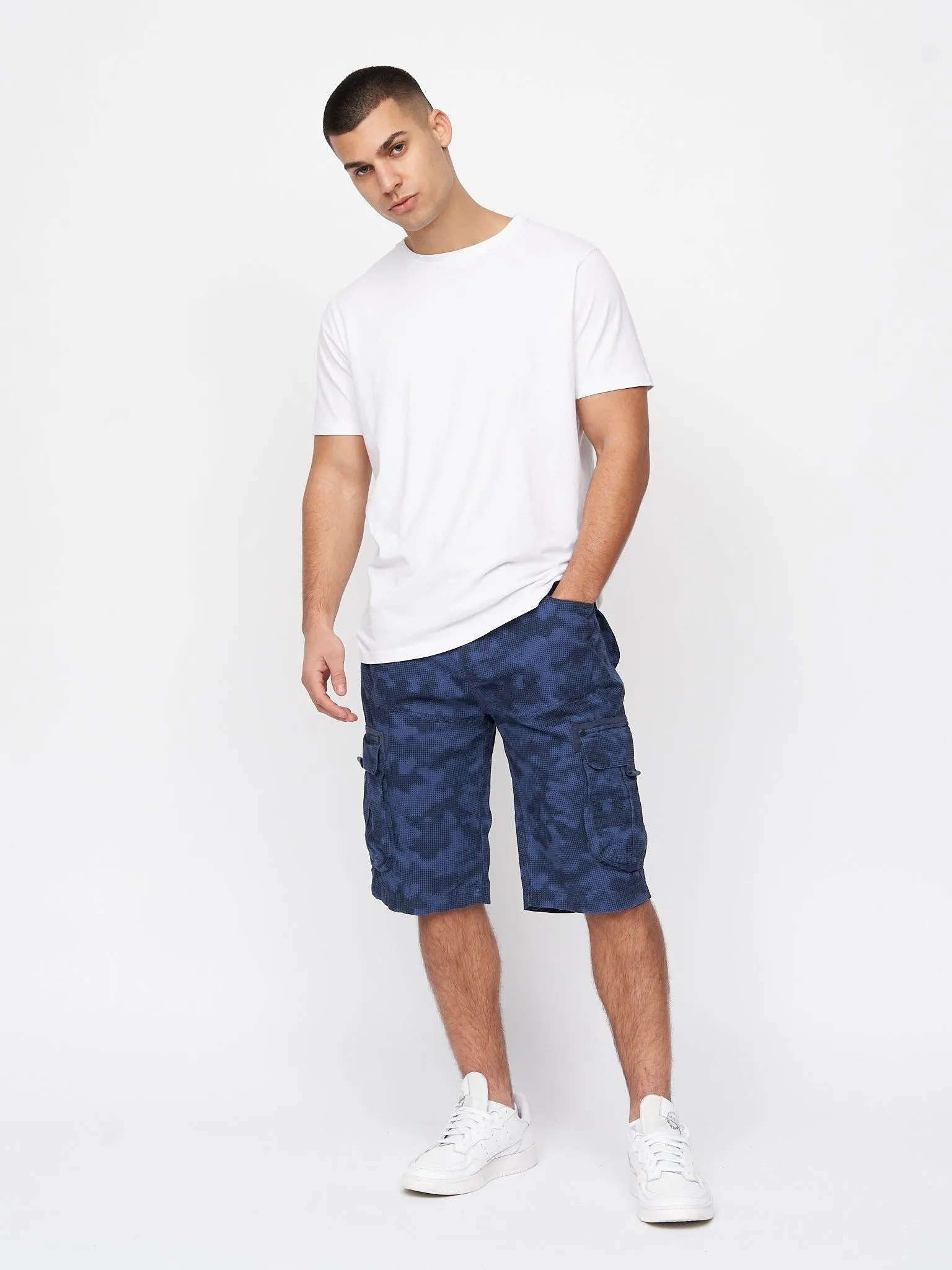 Mens Hanwhere Combat Shorts Navy Camo