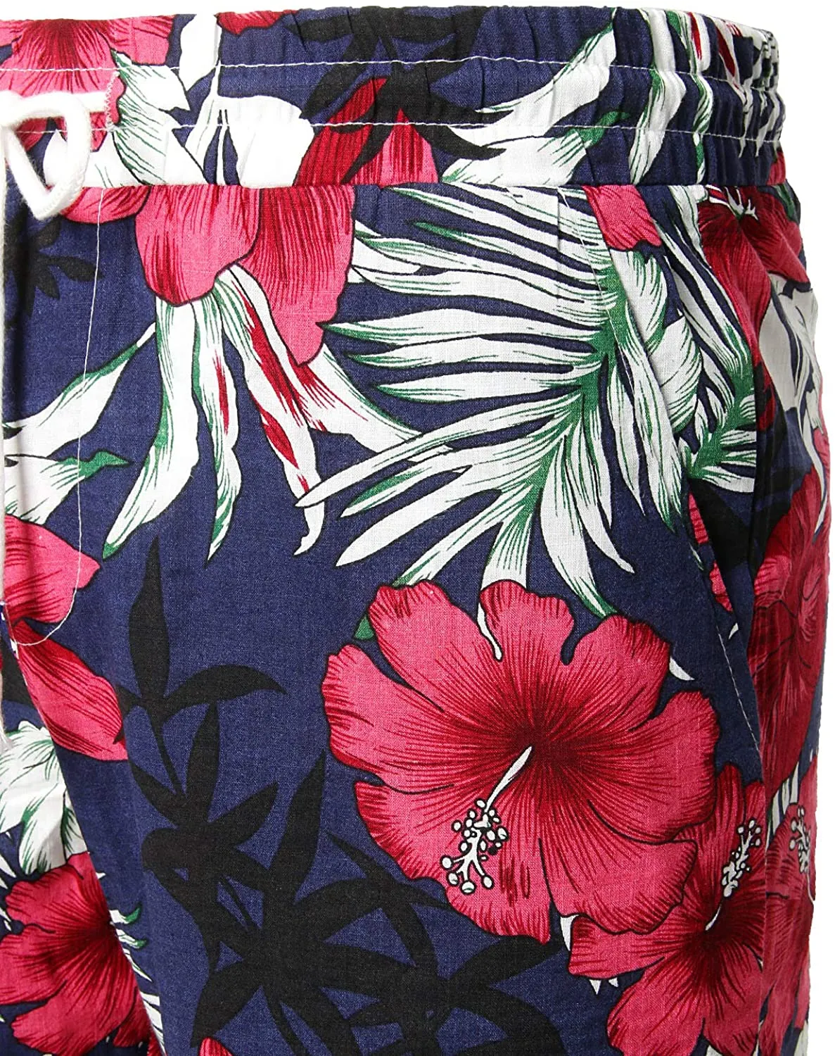 Men's Hawaiian Floral Print Casual Cotton Shorts
