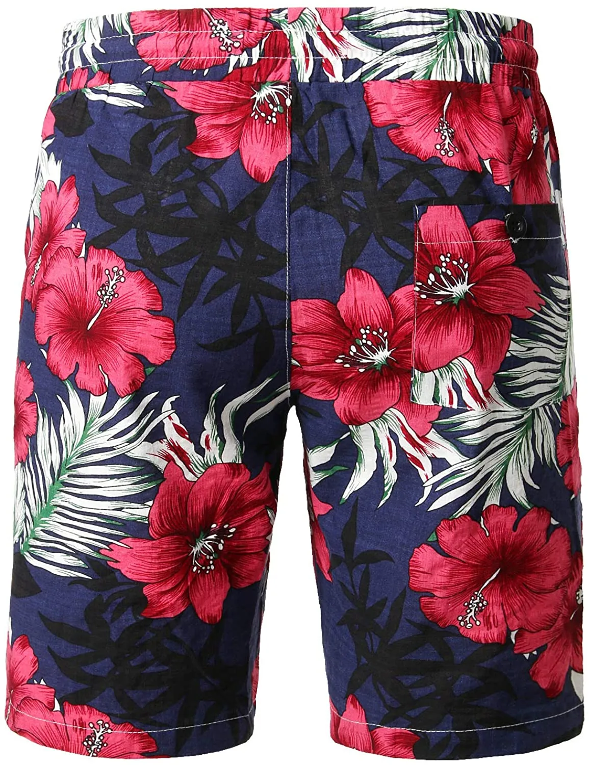 Men's Hawaiian Floral Print Casual Cotton Shorts