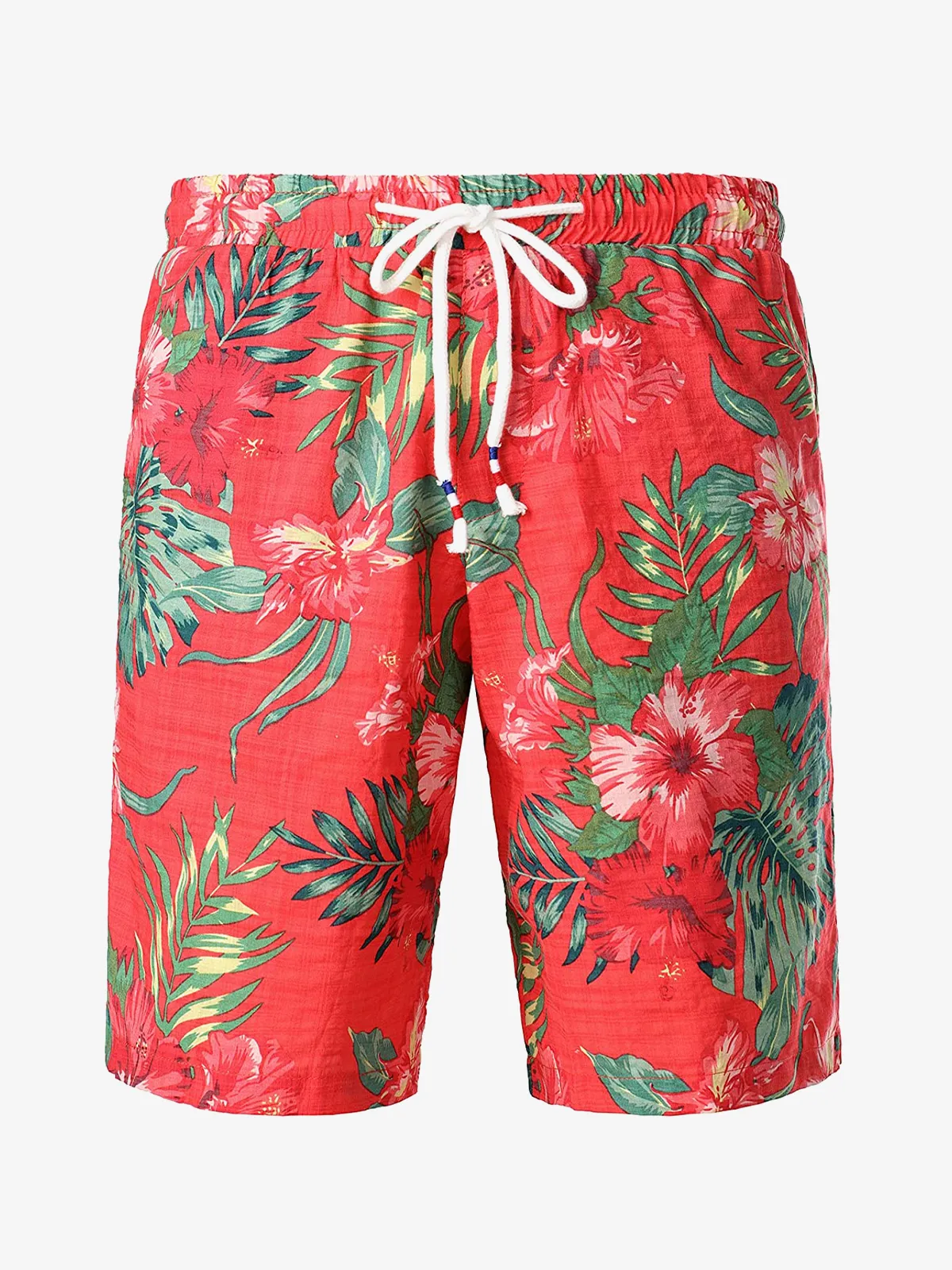 Men's Hawaiian Floral Print Casual Cotton Shorts