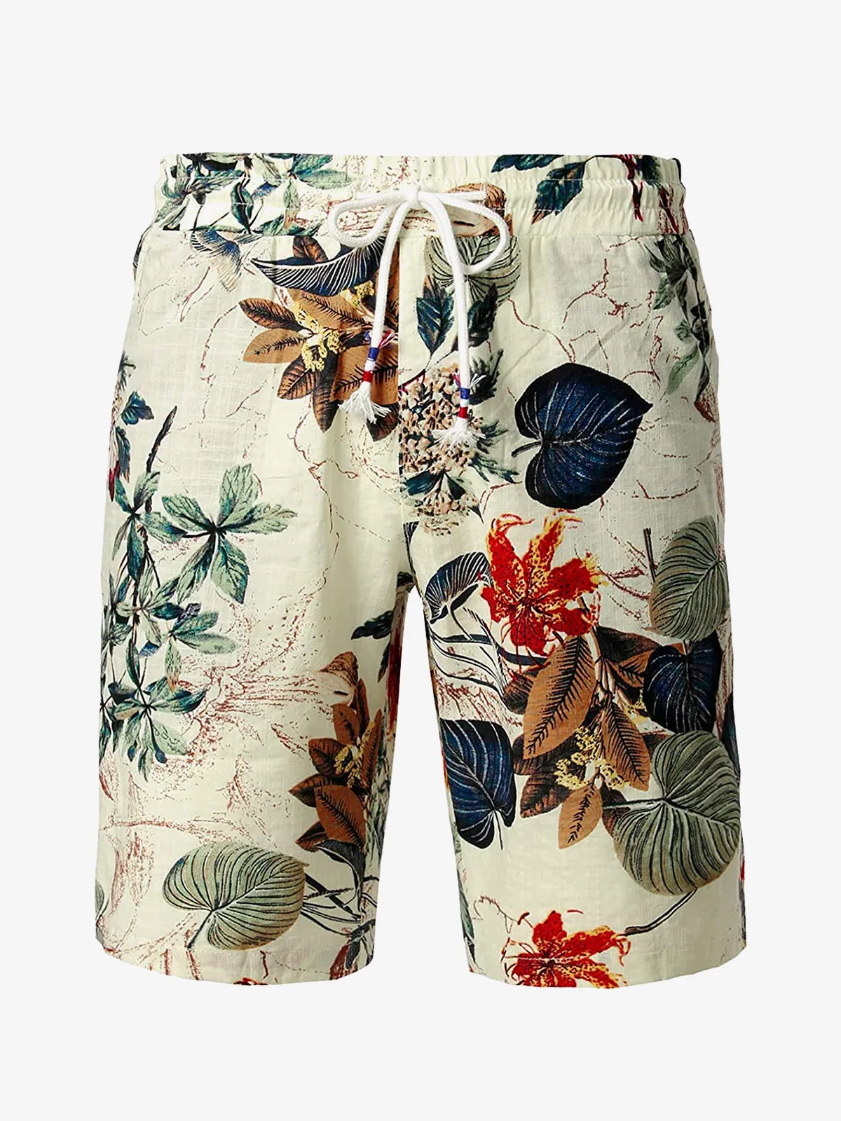Men's Hawaiian Floral Print Casual Cotton Shorts