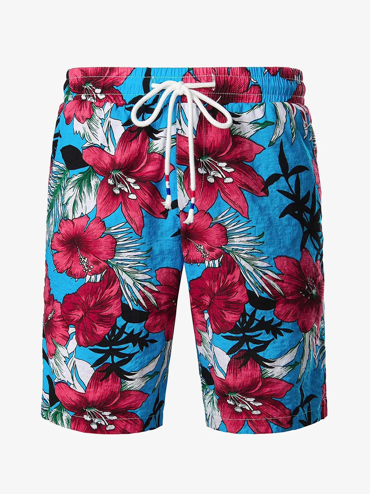 Men's Hawaiian Floral Print Casual Cotton Shorts