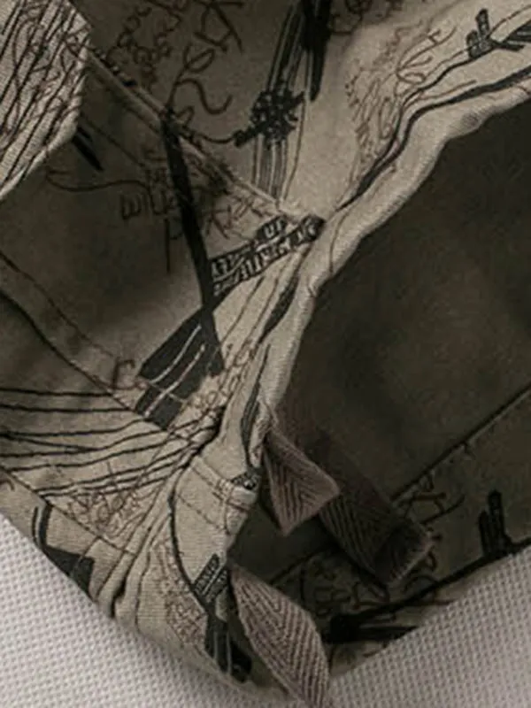 Men's Mixed Print Capri Cargo Shorts