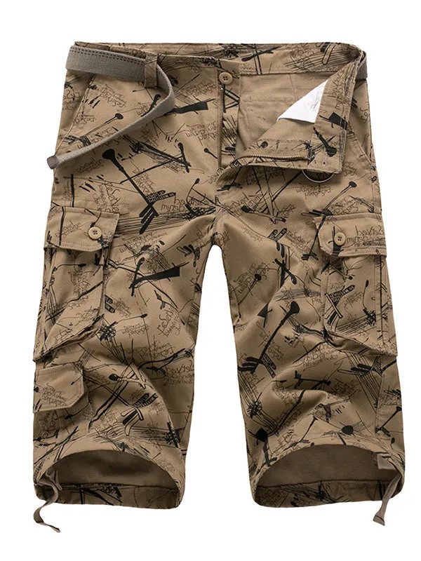 Men's Mixed Print Capri Cargo Shorts