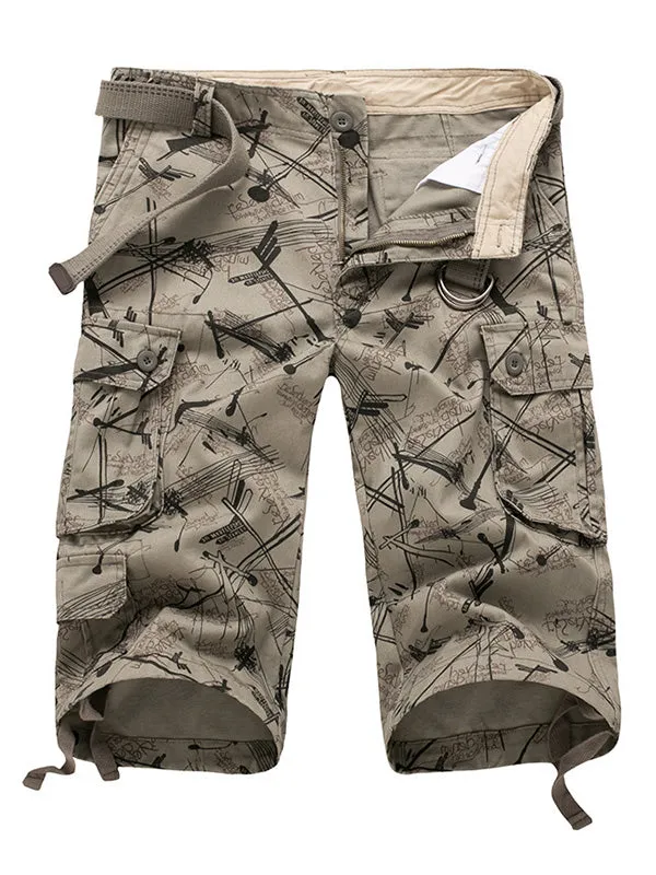 Men's Mixed Print Capri Cargo Shorts