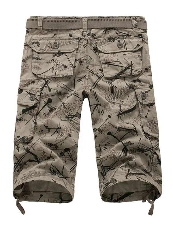 Men's Mixed Print Capri Cargo Shorts