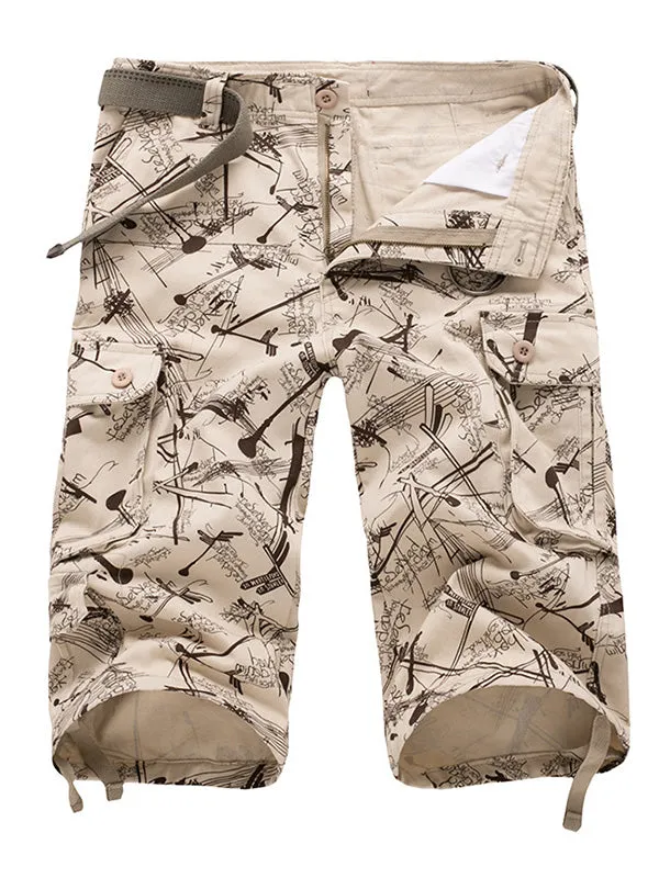 Men's Mixed Print Capri Cargo Shorts