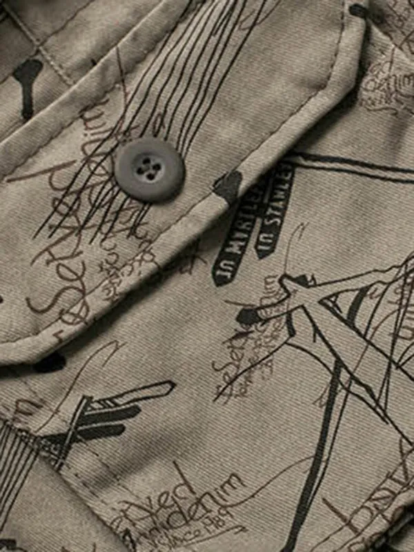 Men's Mixed Print Capri Cargo Shorts