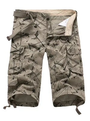 Men's Mixed Print Capri Cargo Shorts