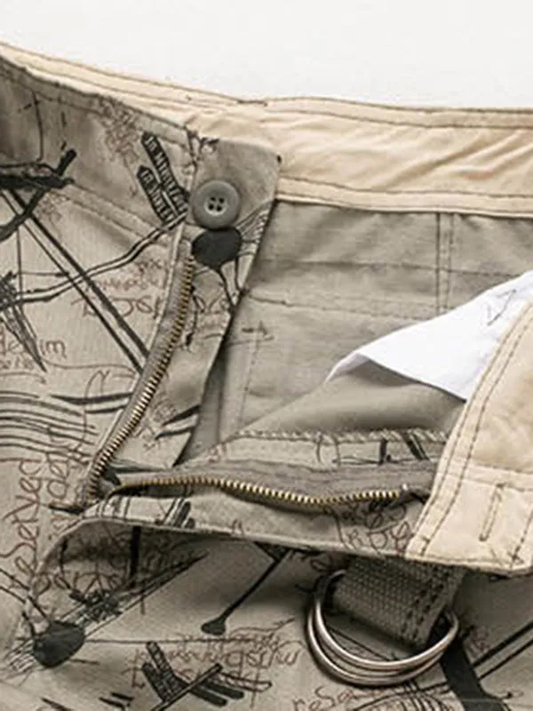 Men's Mixed Print Capri Cargo Shorts