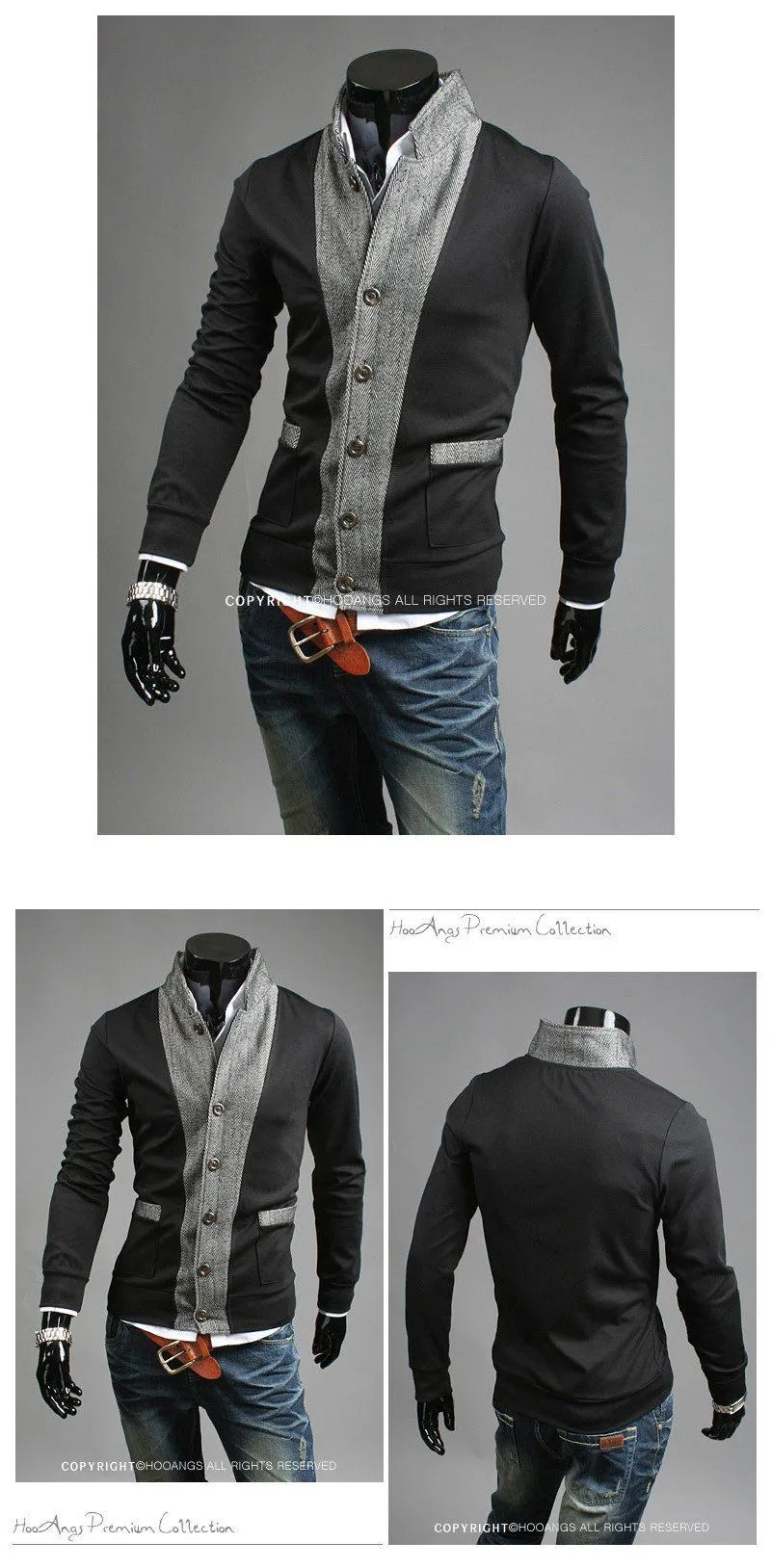 Men's Multi Button High Collar Jacket