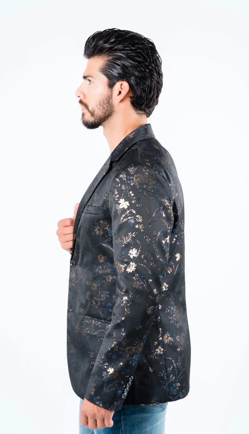 Men's Platini Black with Gold Details Blazer