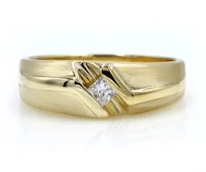 Men's Princess Diamond Yellow Gold Ring