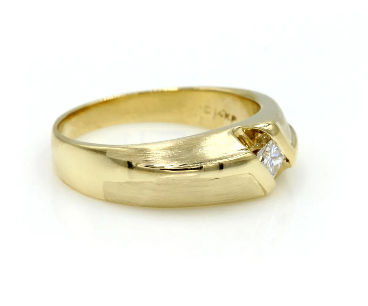 Men's Princess Diamond Yellow Gold Ring