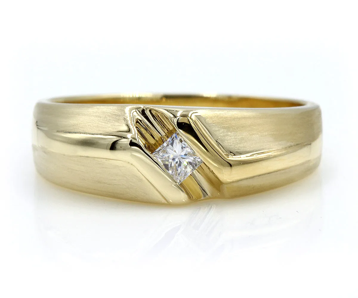 Men's Princess Diamond Yellow Gold Ring