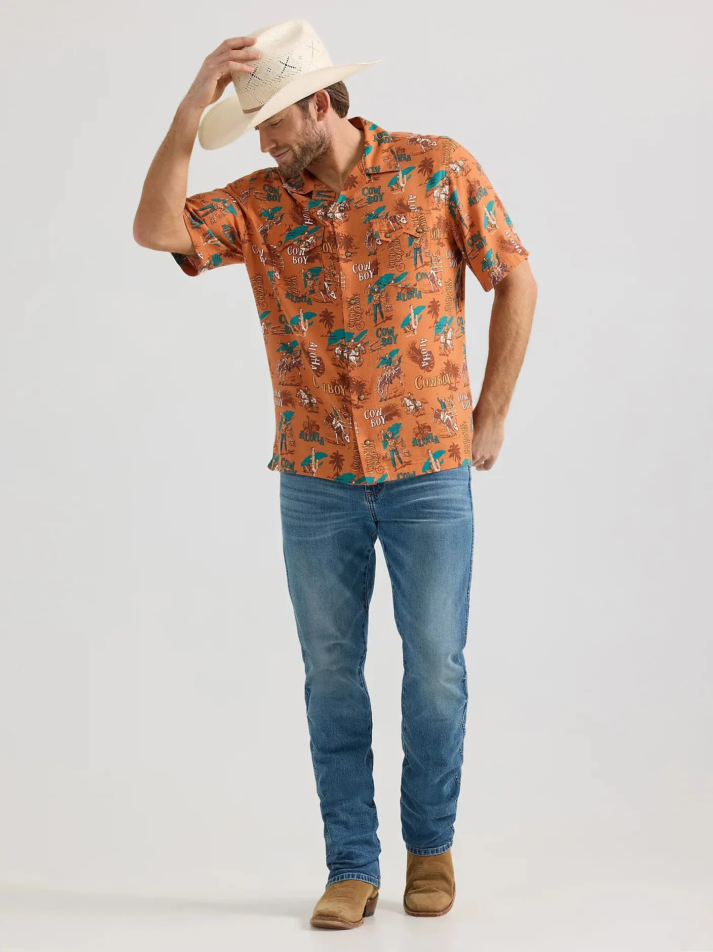 Men's Wrangler Coconut Cowboy Snap Front Camp Shirt - 112359531