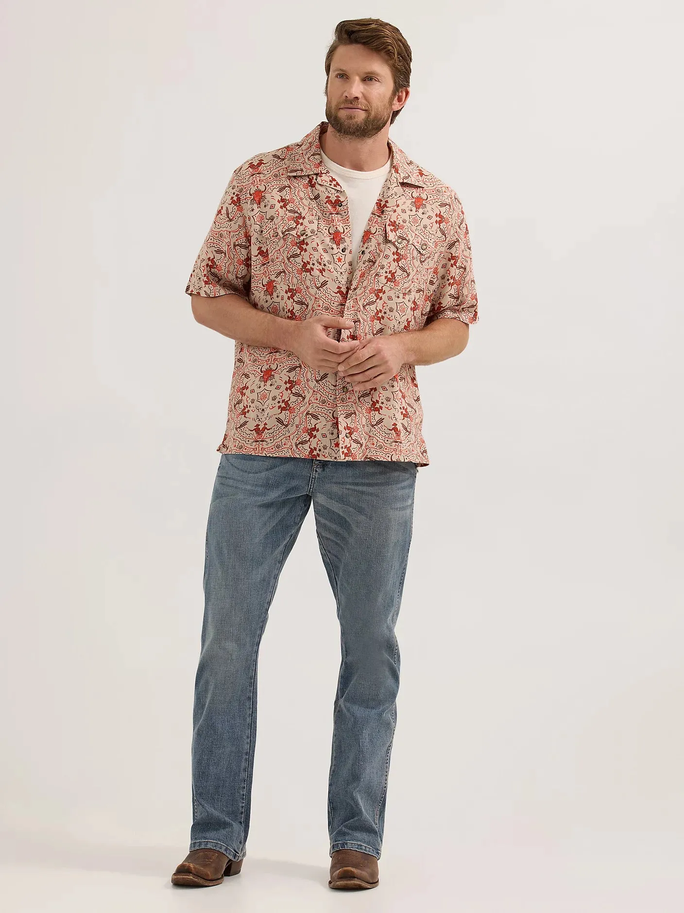 Men's Wrangler® Coconut Cowboy Snap Front Camp Shirt - 112365623