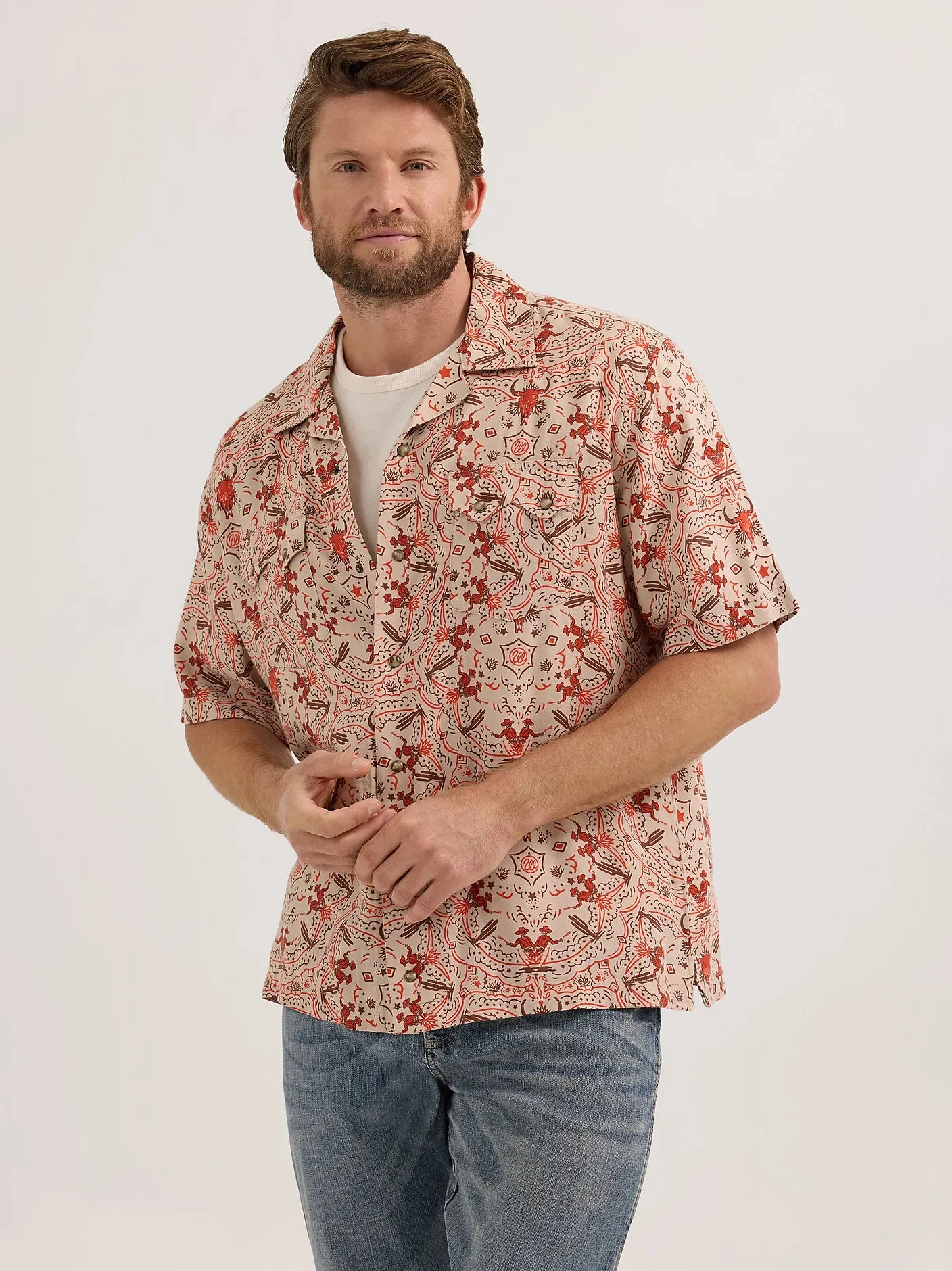 Men's Wrangler® Coconut Cowboy Snap Front Camp Shirt - 112365623