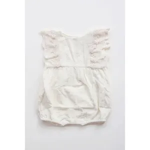 Miss Rose Sister Violet Linen & Lace Romper in Cream