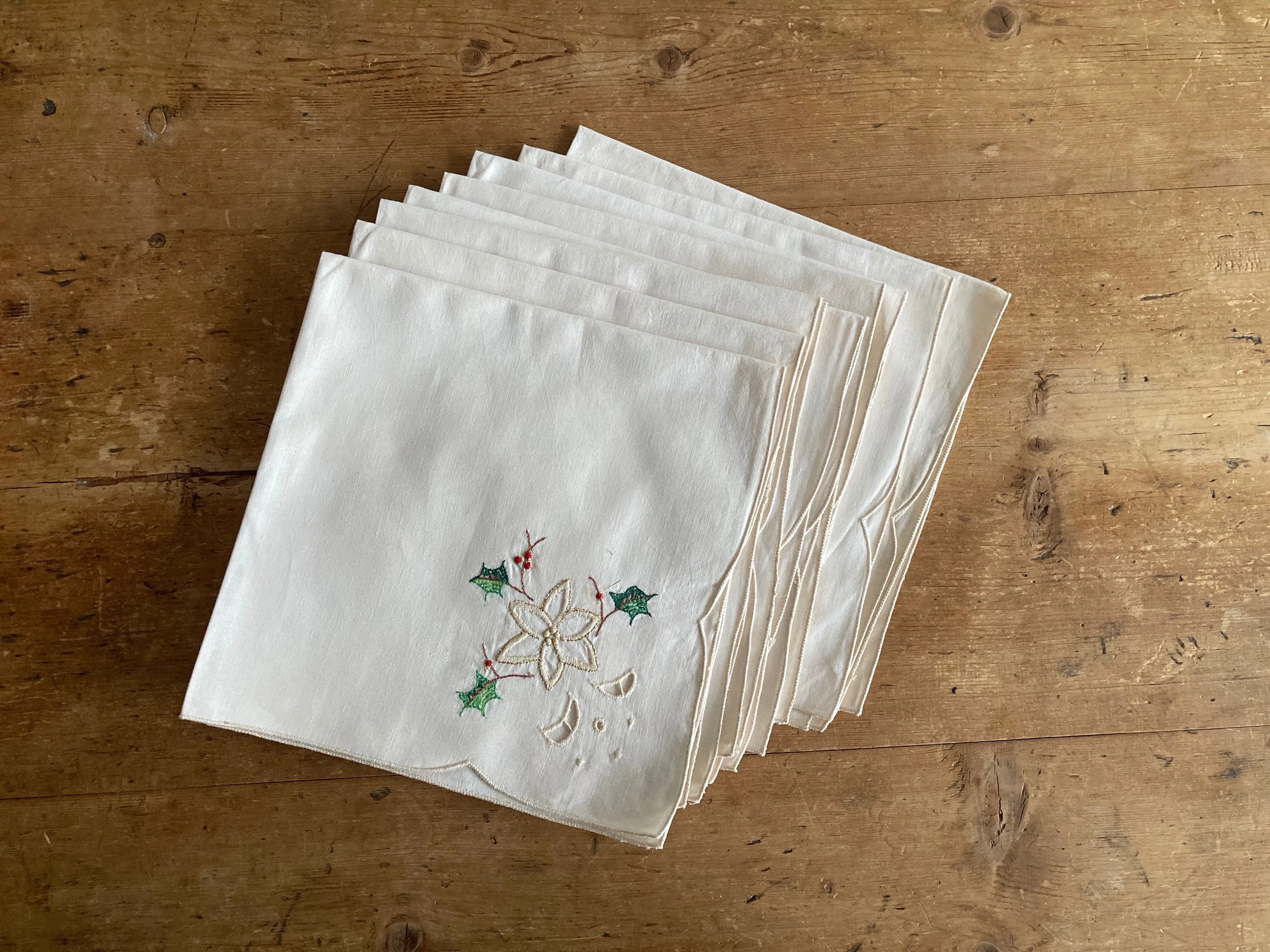 Modern Holiday Vintage Napkins, Set of 9
