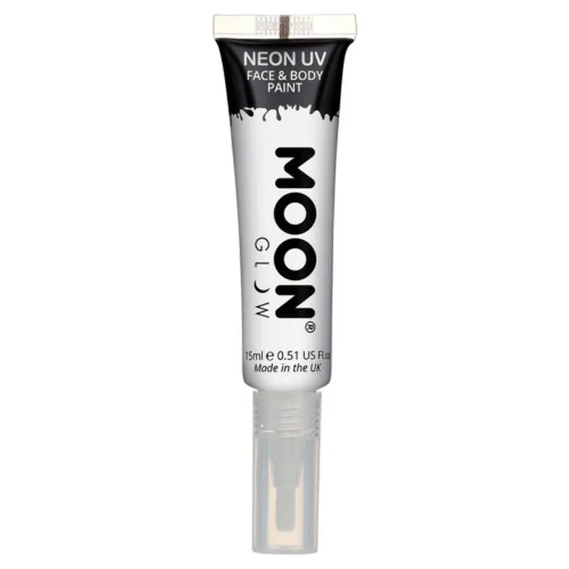Moon Glow Intense Neon Uv Face Paint, White With Brush Applicator