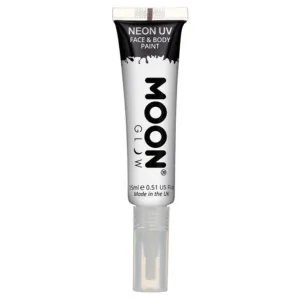 Moon Glow Intense Neon Uv Face Paint, White With Brush Applicator