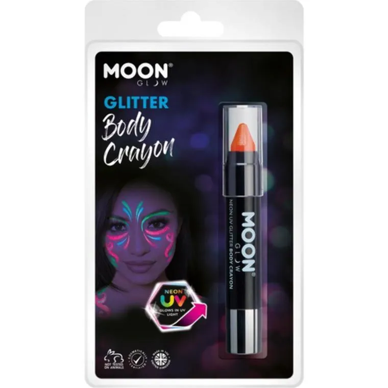 Moon Glow Neon Uv Glitter Body Crayons, Orange