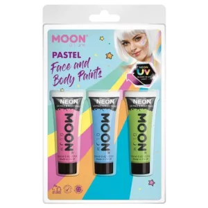 Moon Glow Pastel Neon Uv Face Paint, Pink, Blue, Green