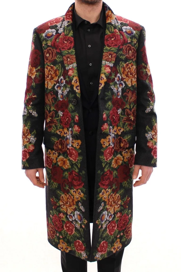 Multicolor Baroque Brocade Floral Coat Jacket