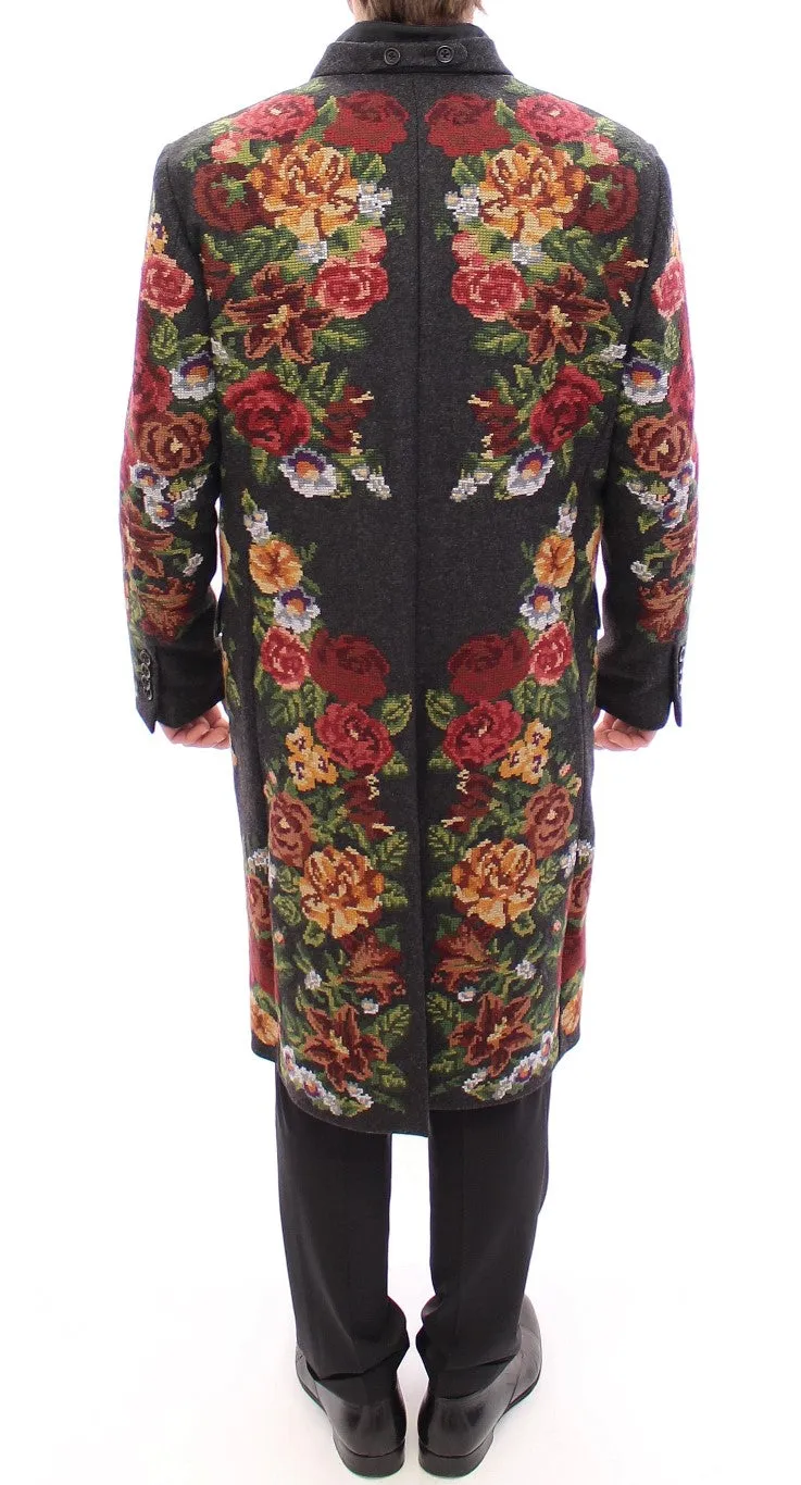 Multicolor Baroque Brocade Floral Coat Jacket