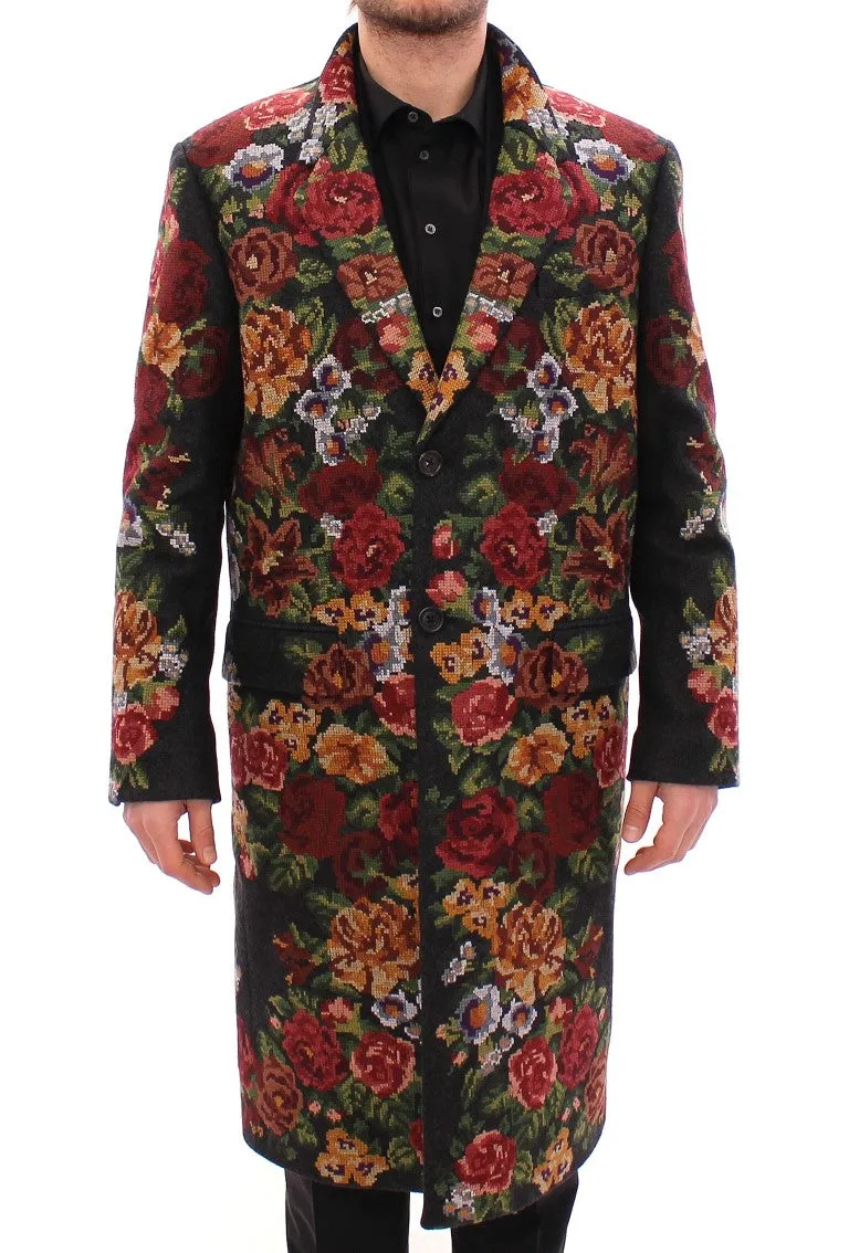 Multicolor Baroque Brocade Floral Coat Jacket