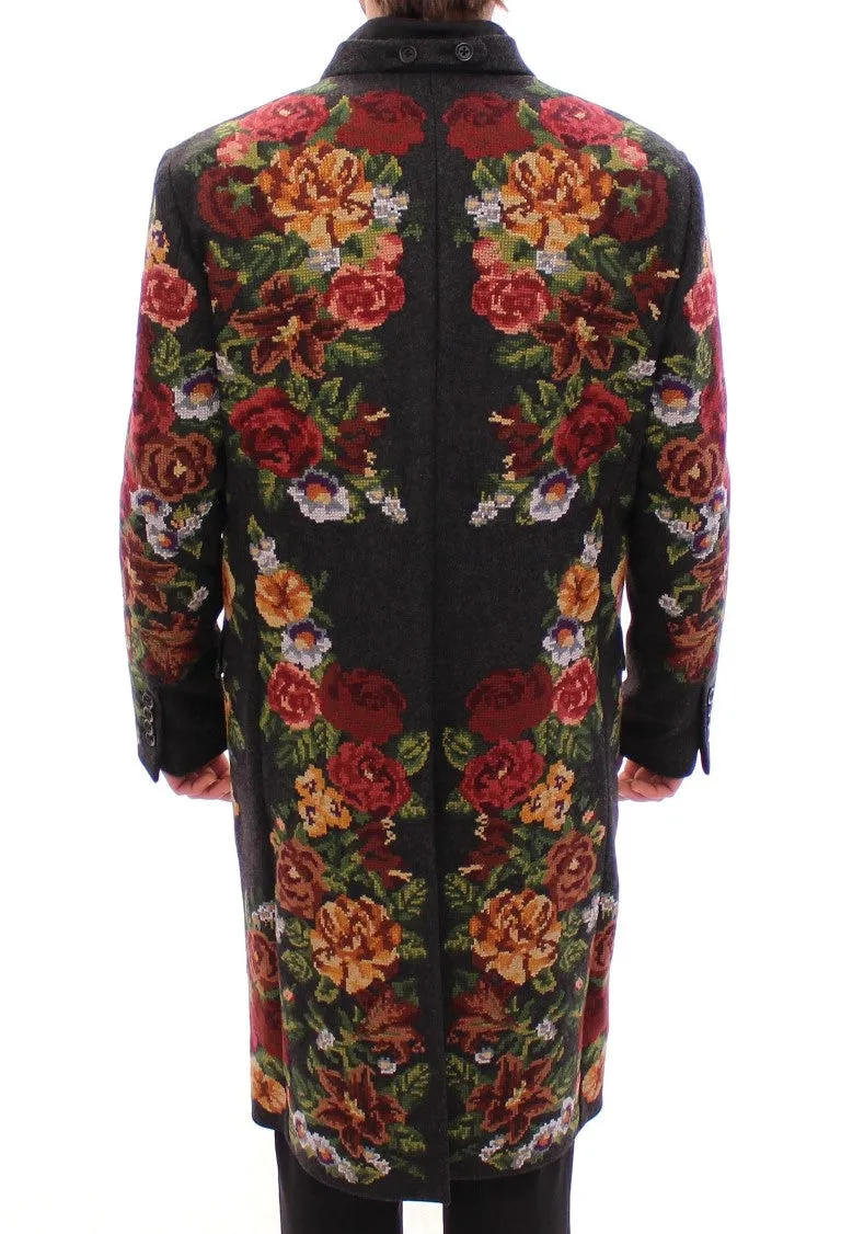 Multicolor Baroque Brocade Floral Coat Jacket