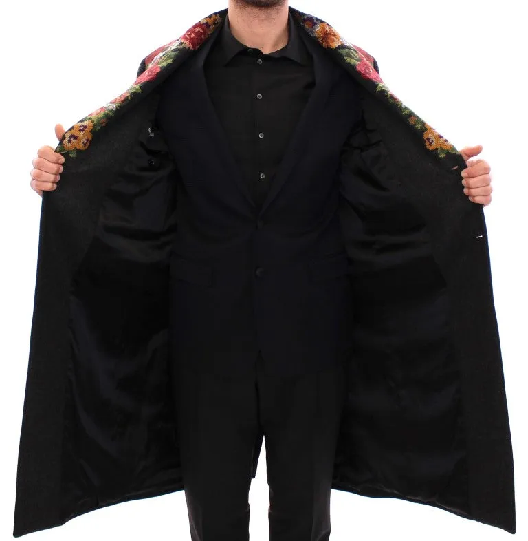 Multicolor Baroque Brocade Floral Coat Jacket