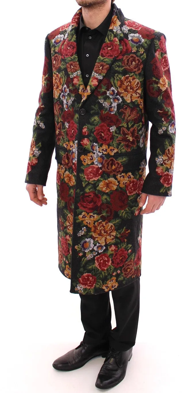 Multicolor Baroque Brocade Floral Coat Jacket