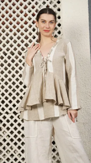 Napoleon Linen Blend Top in Cream