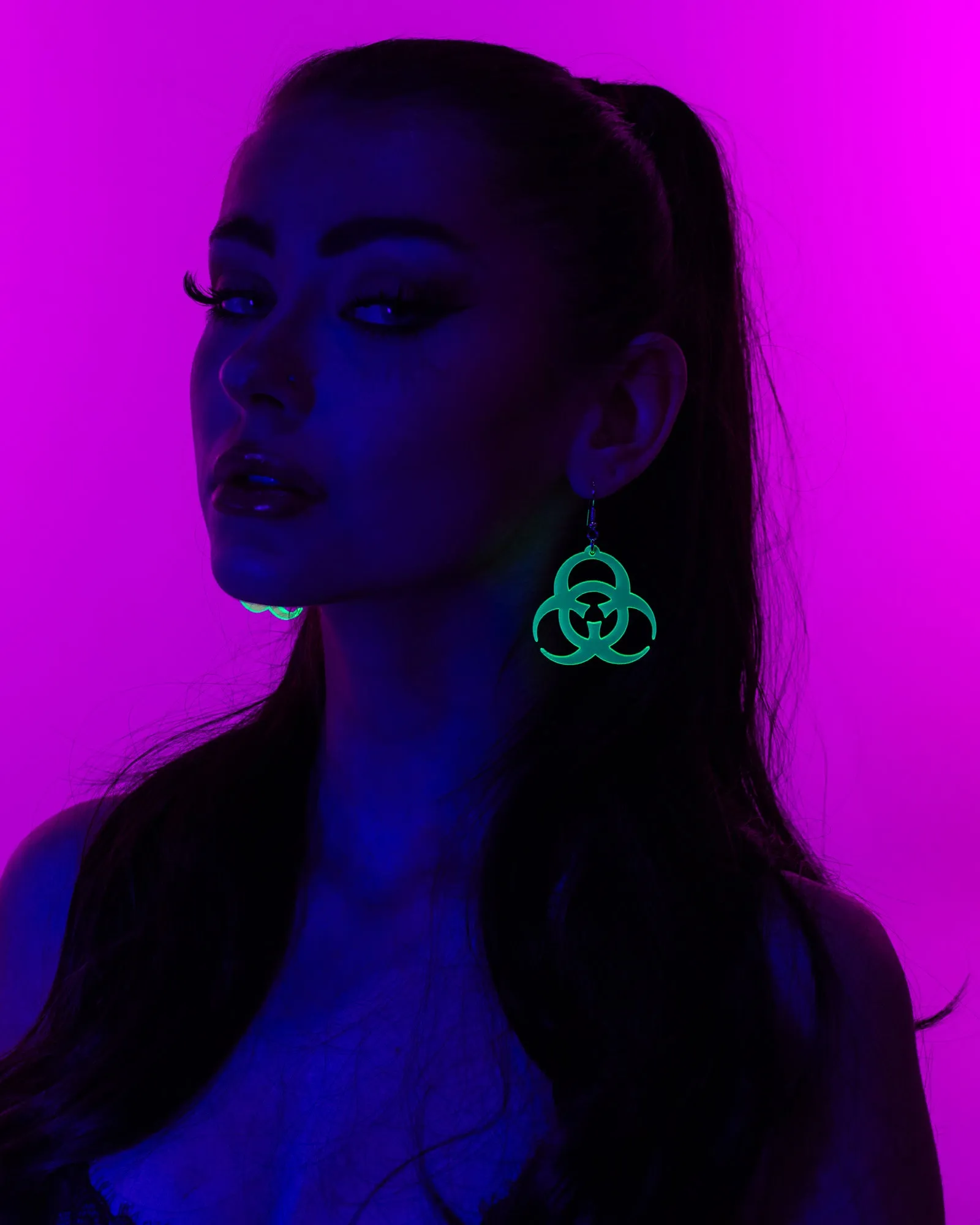 Neon Biohazard Earrings