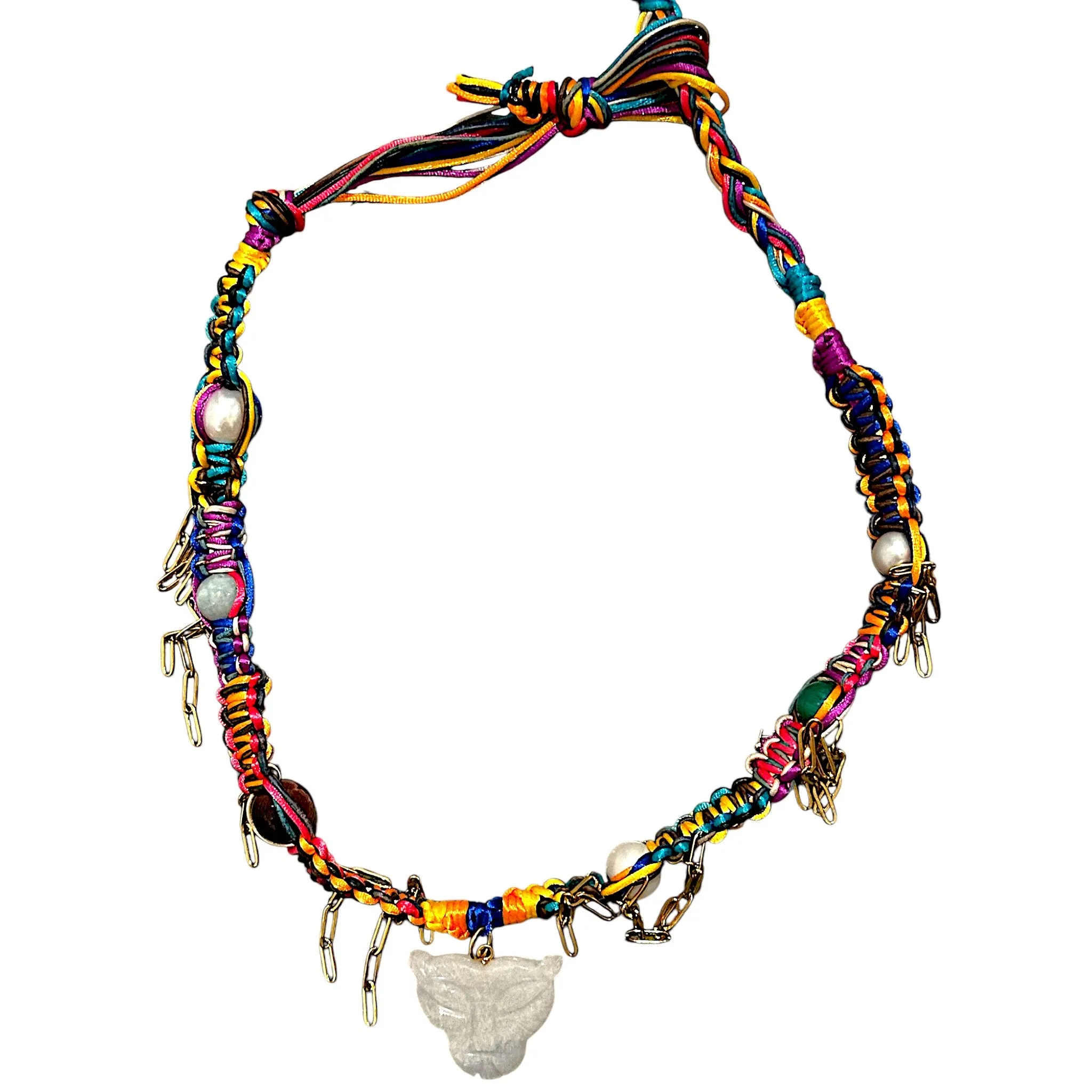 NEON RAINBOW SNOW GLOW TIGER ROCKER CHOKER