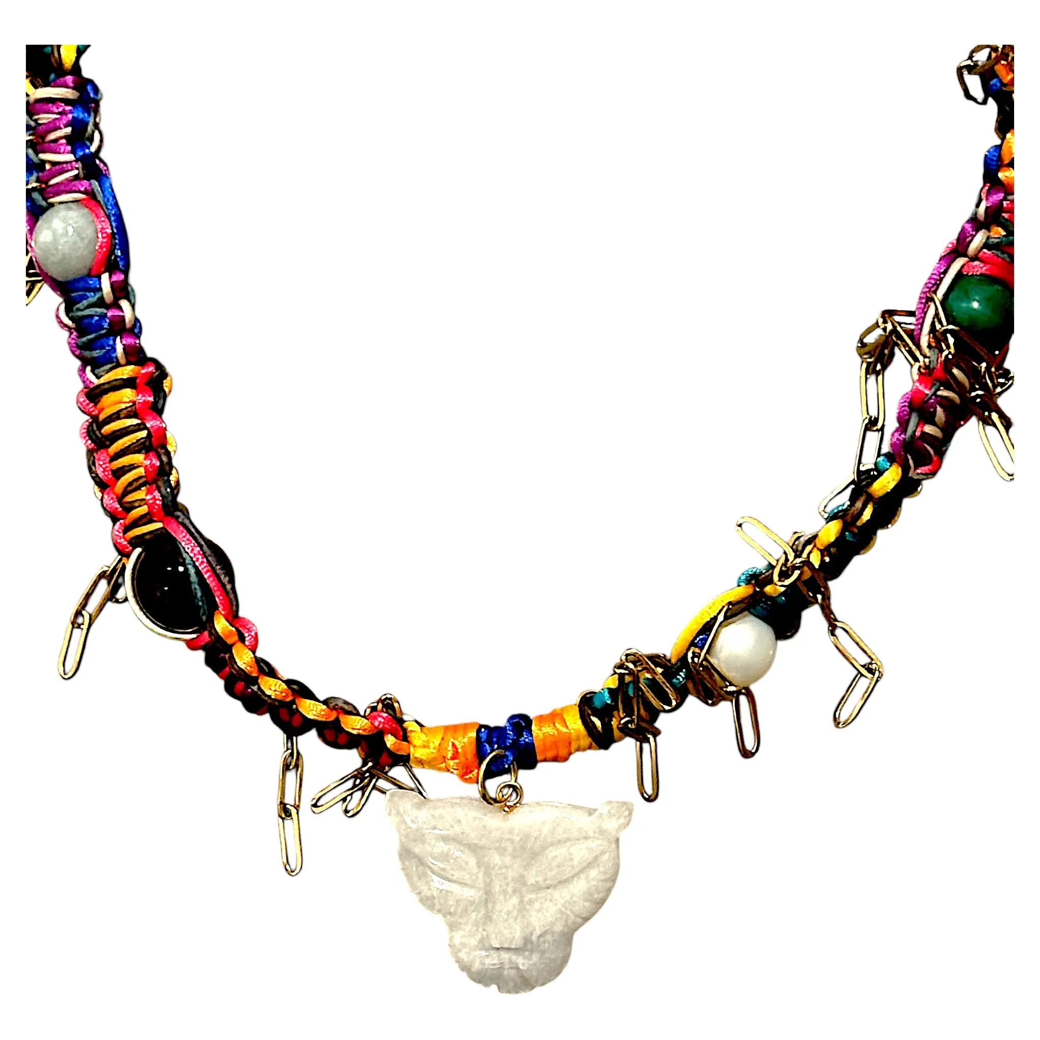 NEON RAINBOW SNOW GLOW TIGER ROCKER CHOKER