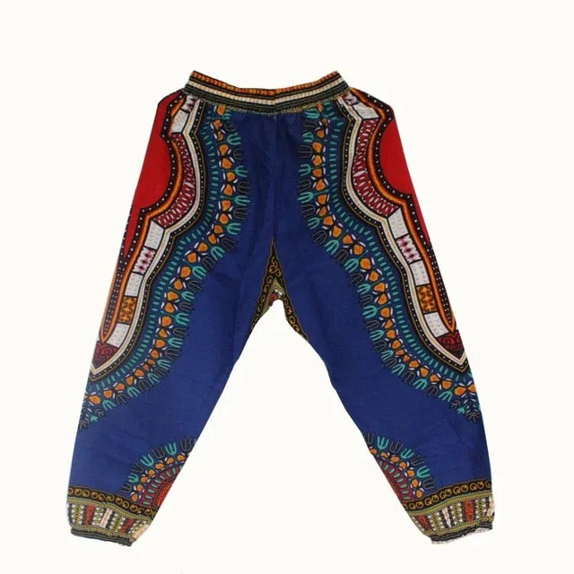 New Fashion Design African Traditional Print 100% Cotton Dashiki Sky Blue Pants