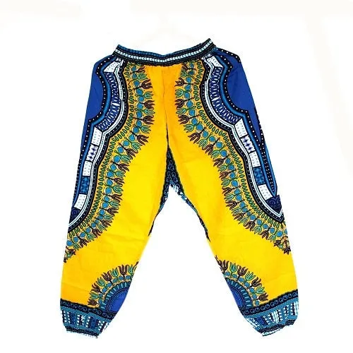 New Fashion Design African Traditional Print 100% Cotton Dashiki Sky Blue Pants