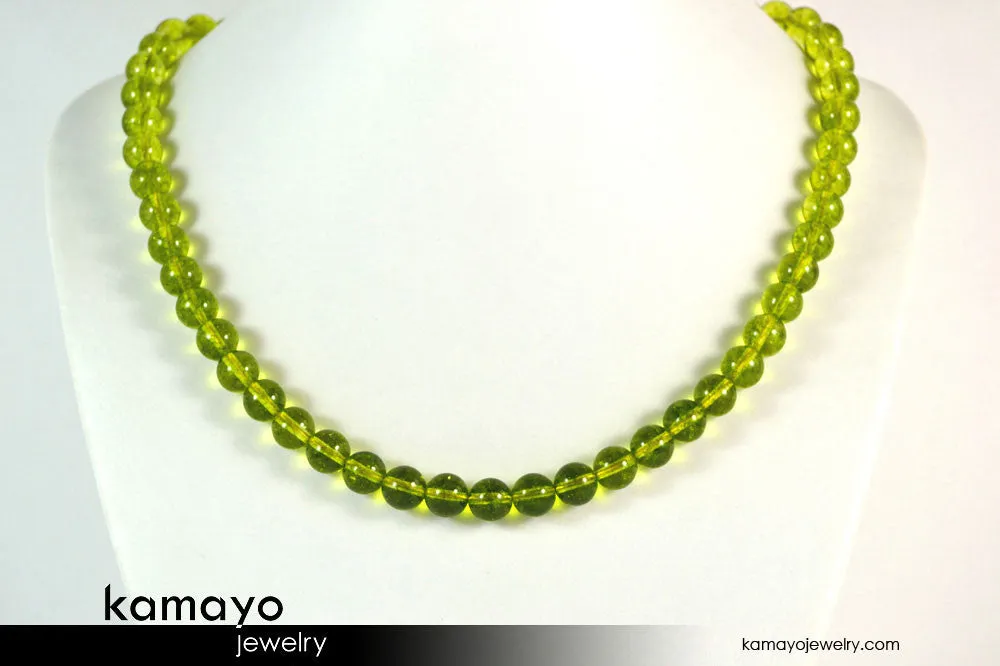 OLIVE QUARTZ NECKLACE - Men's Choker or Princess Necklace for Women