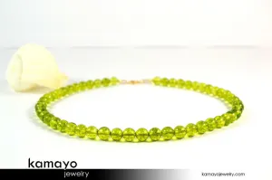 OLIVE QUARTZ NECKLACE - Men's Choker or Princess Necklace for Women