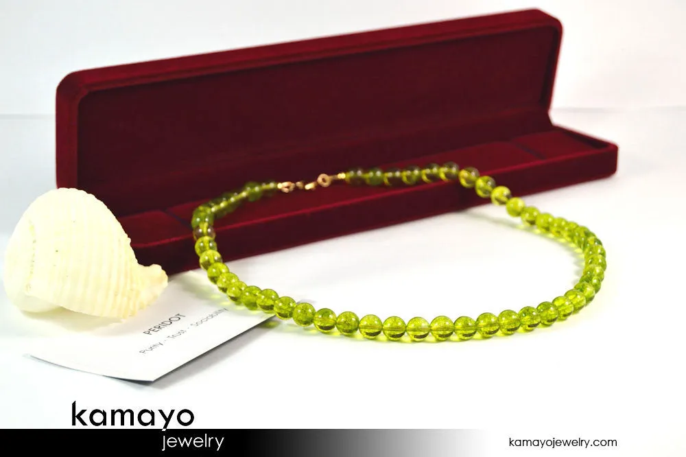 OLIVE QUARTZ NECKLACE - Men's Choker or Princess Necklace for Women