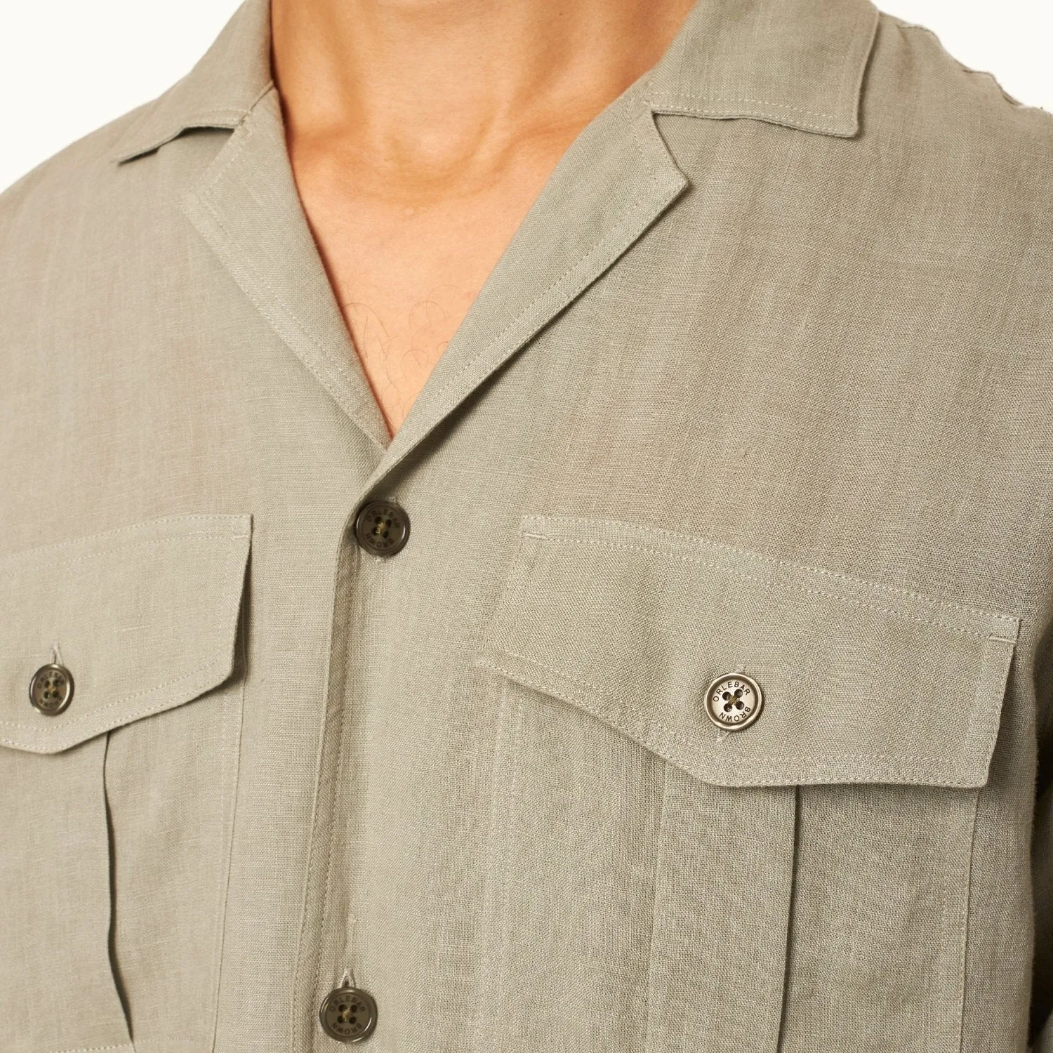 Orlebar Brown 007 LS Linen Safari Shirt - Penny Green