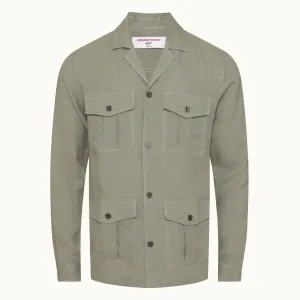 Orlebar Brown 007 LS Linen Safari Shirt - Penny Green