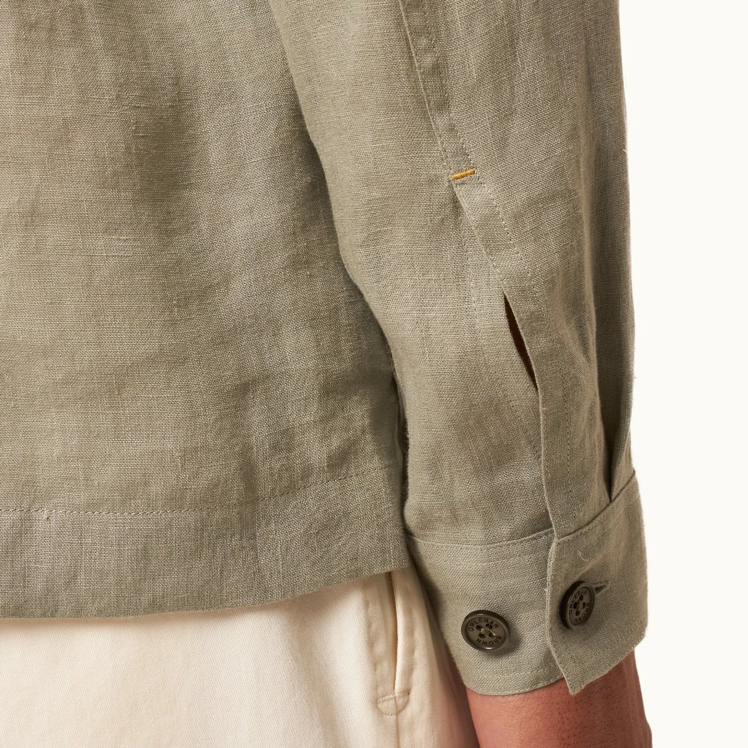 Orlebar Brown 007 LS Linen Safari Shirt - Penny Green