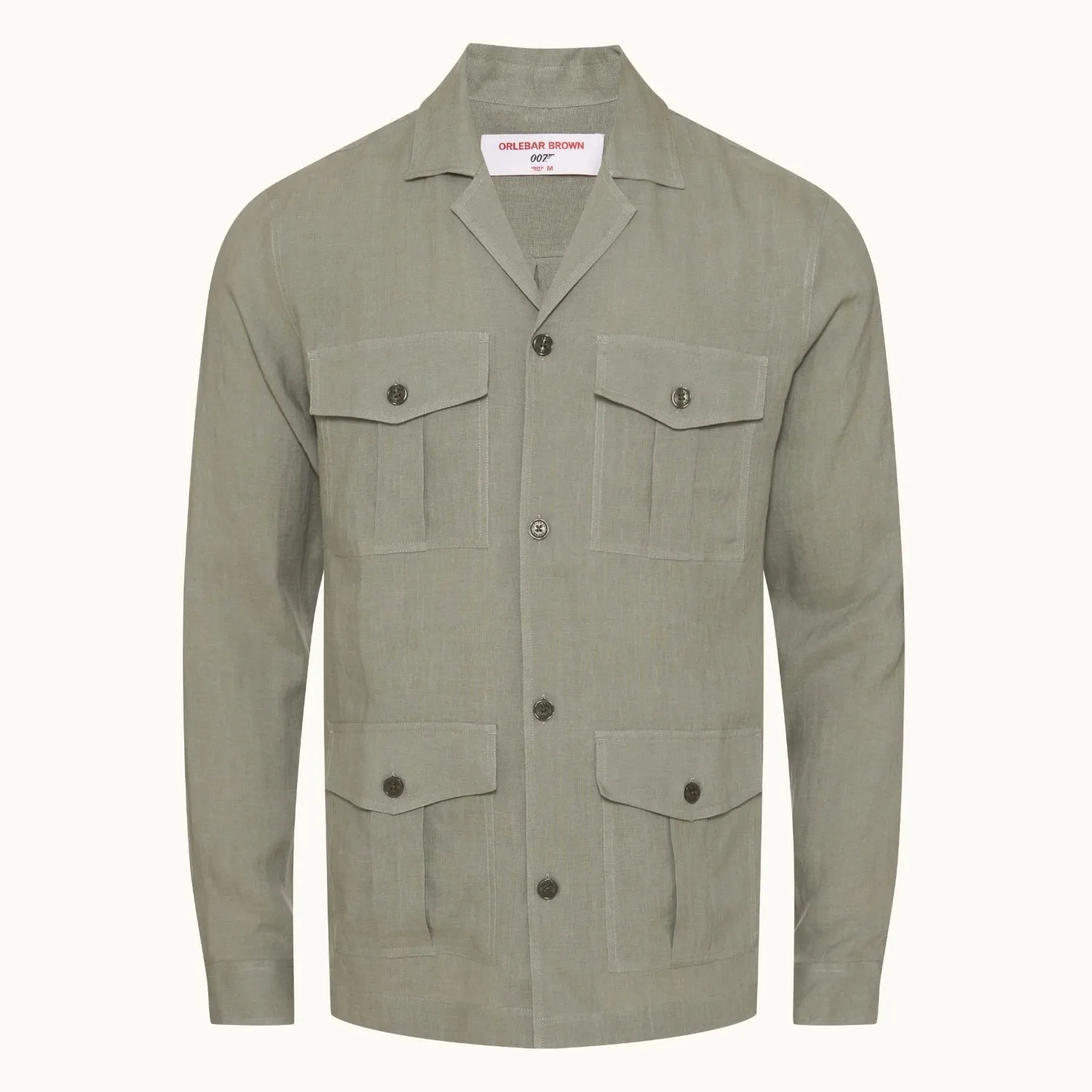 Orlebar Brown 007 LS Linen Safari Shirt - Penny Green